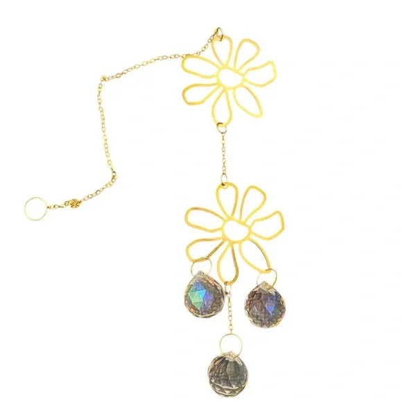 Long Golden Crystal Prism and Charm Suncatchers - Picture 2 of 11